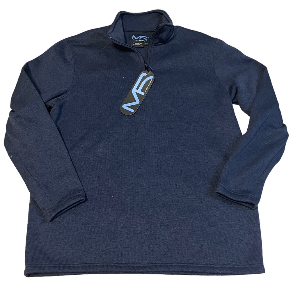 Mack Russo- Men’s Fleece Pullover with Kangaroo Pocket-Vintage Blue quarter zip